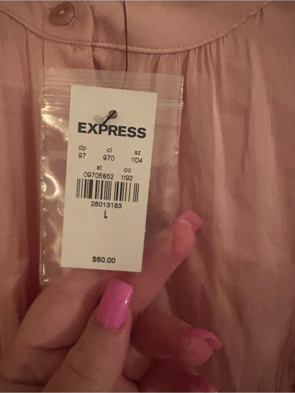 Express Blush Pink Ruffle-Shoulder Button-Down Blouse - Picture 5 of 6